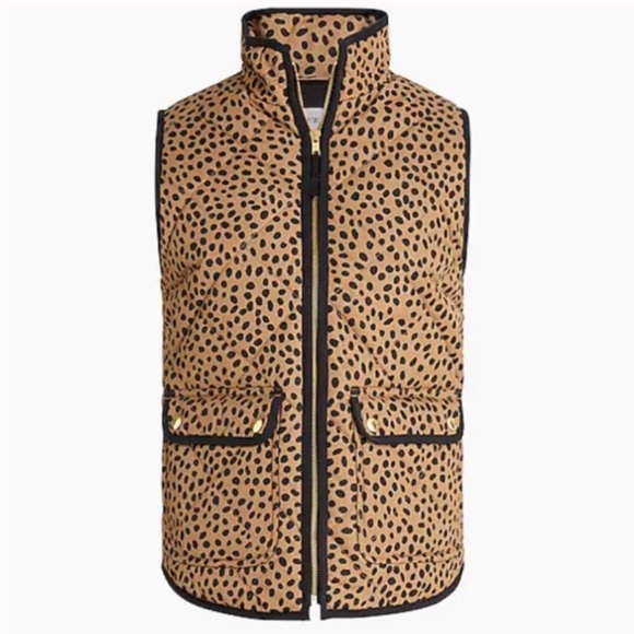 J Crew. Animal Print Quilted Puffer Vest - Picture 2 of 5